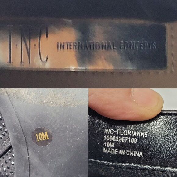 INC Floriann5 Ankle Booties 10 Black Sparkle‎ Silver Star Chunky Heel Holiday - Picture 3 of 11